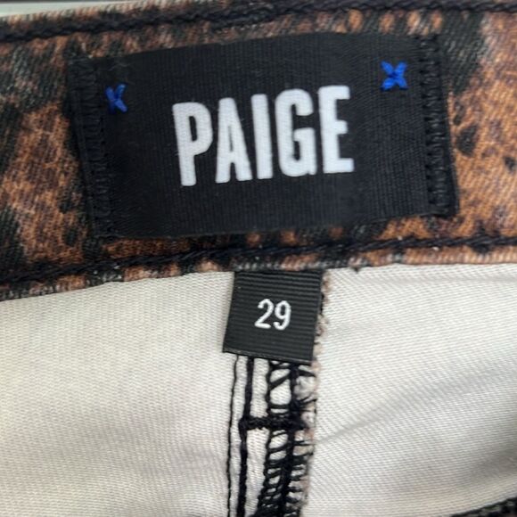 NWOT Paige Wax Coated Brown Snakeskin Print Hoxton Ultra Skinny Jeans Size 29 - Picture 5 of 13